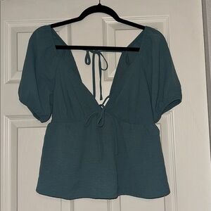 Timing Blue Tie-Back Top